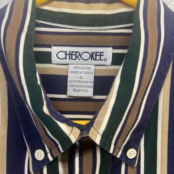 Cherokee vintage striped button up collared long sleeve shirt size large - Picture 3 of 11